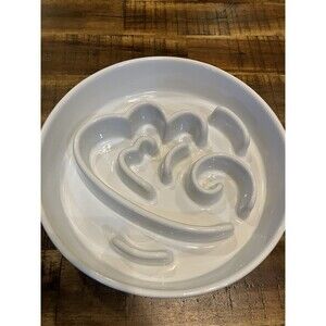 Le Tauci Angel White Ceramic Slow Feeder Dog Bowl New In Box